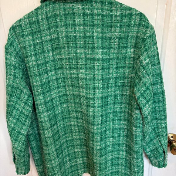 Zara Green Tweed Overshirt / Jacket - Size XS (Like New) - Picture 2 of 4